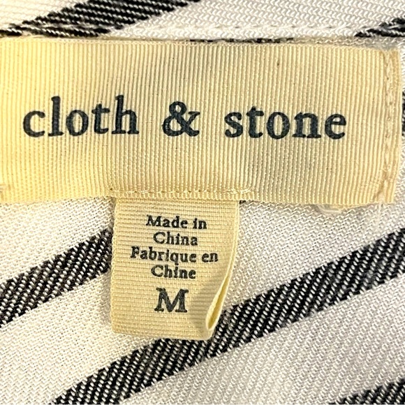 Cloth & Stone / Anthropologie Striped Back Buttoned Fringe Hem Bell Sleeve Top - Picture 8 of 11